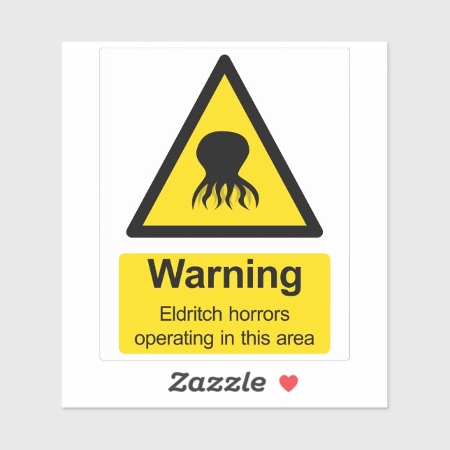 Eldritch horrors parody safety warning label (Sheet)