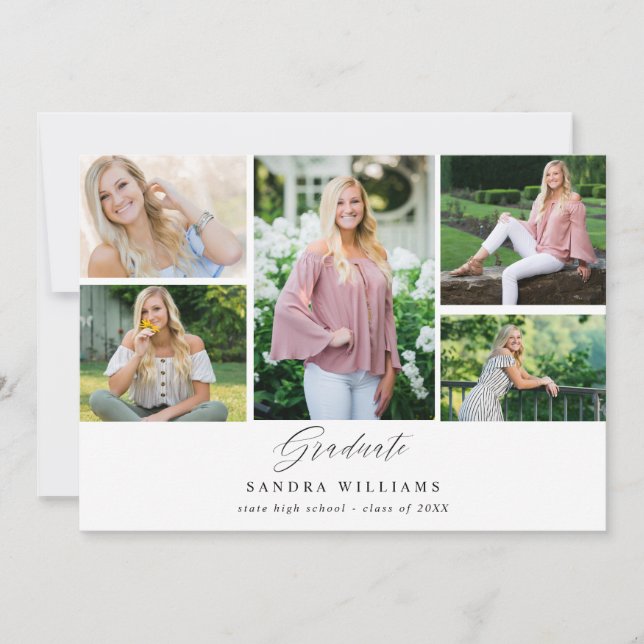 Ele Chic 5 Multi Photo Graduate Faire-part (Devant)
