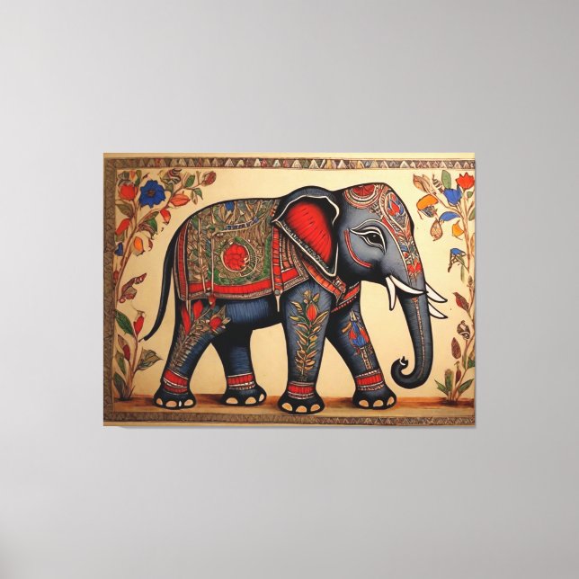Ele-Fine Arts : Imprimantes en toile Madhubani (Recto)