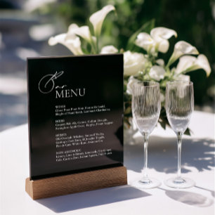 Eleagnt Modern Bar Menu Wedding Black Acrylic Sign