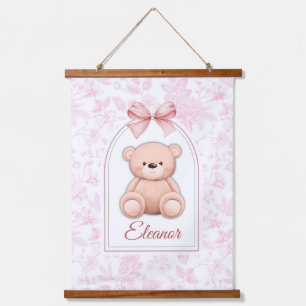 Eleanor   Custom Pink Teddy Bear Nursery Design  Hanging Tapestry