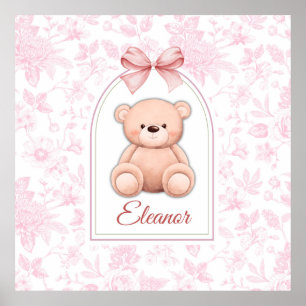 Eleanor Custom Pink Teddy Bear Nursery Design Poster