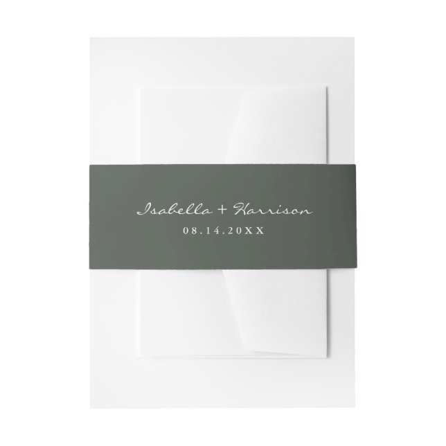 ELEANOR Forest Green Wedding Invitation Belly Band (Front Example)