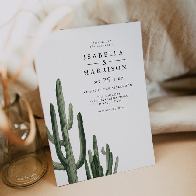 Eleanor - Minimal Saquaro Cactus Desert Wedding Invitation (Creator Uploaded)