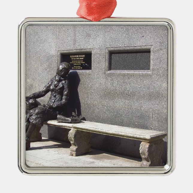 Eleanor Rigby Statue, Liverpool UK Metal Ornament (Front)