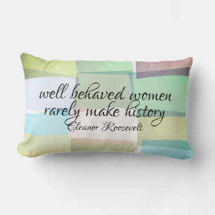 Eleanor Roosevelt quote on women pastel colours  Lumbar Pillow