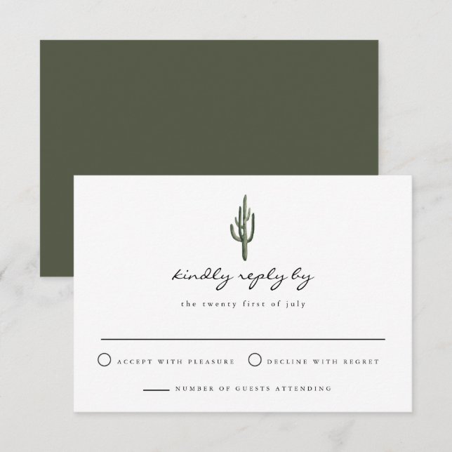 Eleanor - Watercolor Bohemian Cactus Desert RSVP Invitation (Front/Back)