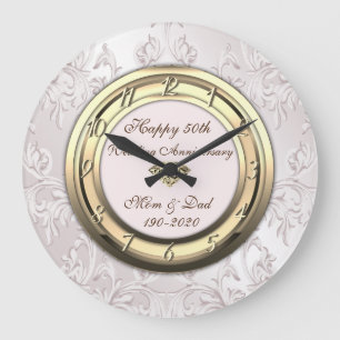 Eleant Swirls  50th Wedding Anniversary Large Clock