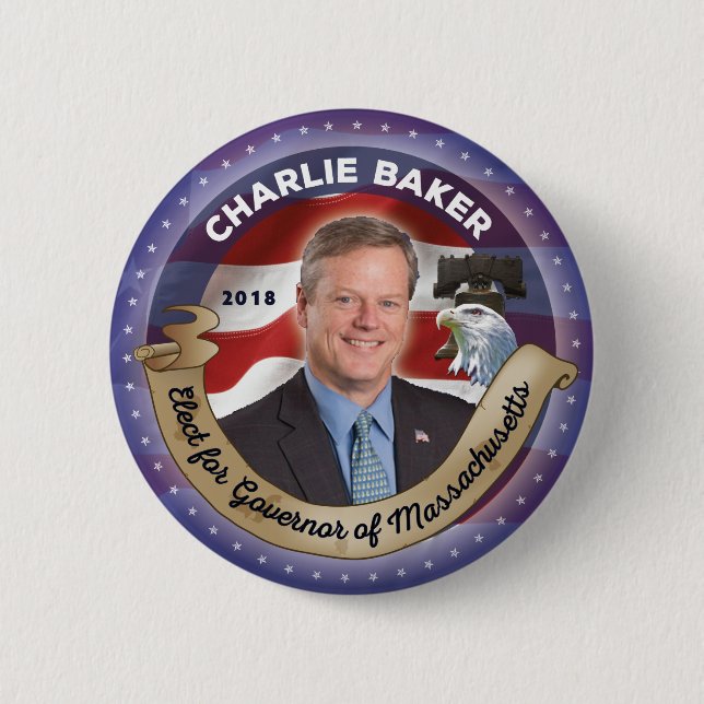 Elect Charlie Baker for Governor of Massachusetts 2 Inch Round Button (Front)