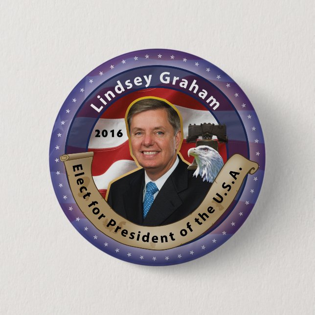 Elect Lindsey Graham for President 2016 2 Inch Round Button (Front)