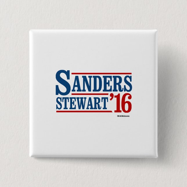 Elect Sanders Stewart 2016 2 Inch Square Button (Front)