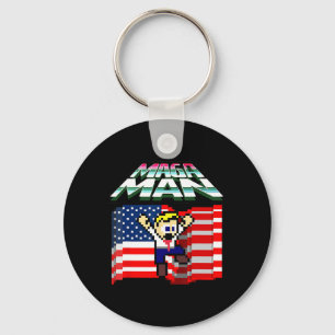Election 2024 American Flag Mega Man Funny Preside Keychain