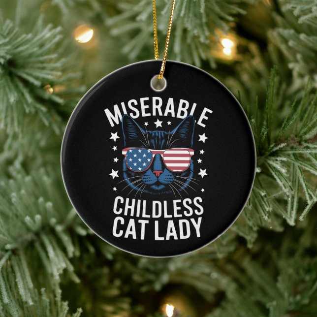 Election 2024 Childless Cat Lady Feminist Voting  Ceramic Ornament (Tree)