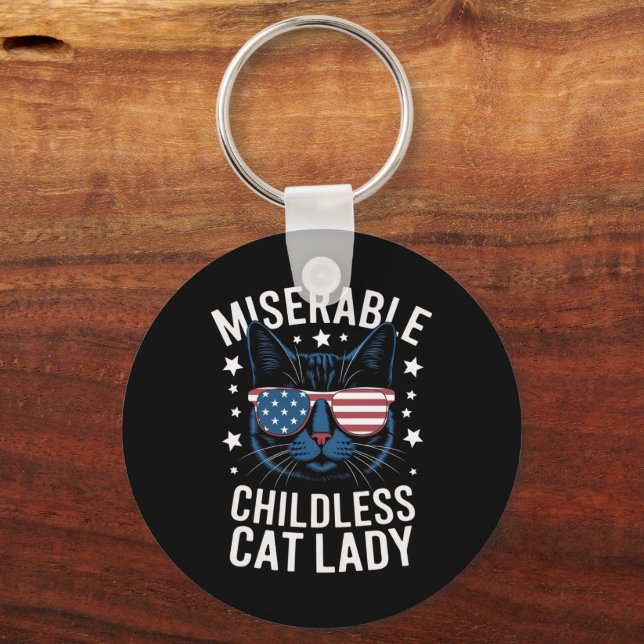 Election 2024 Childless Cat Lady Feminist Voting  Keychain (Front)