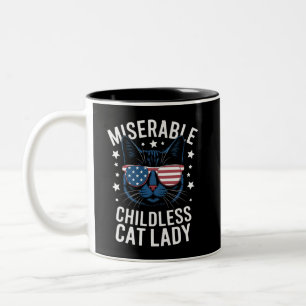 Election 2024 Childless Cat Lady Feminist Voting  Two-Tone Coffee Mug