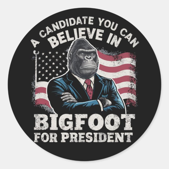 Election 2024 Funny Vote Sasquatch USA Classic Round Sticker (Front)