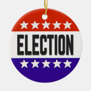 Election Button Ceramic Ornament