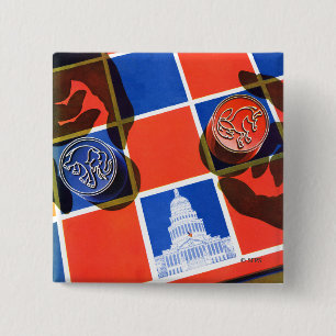 Election Chequerboard 2 Inch Square Button