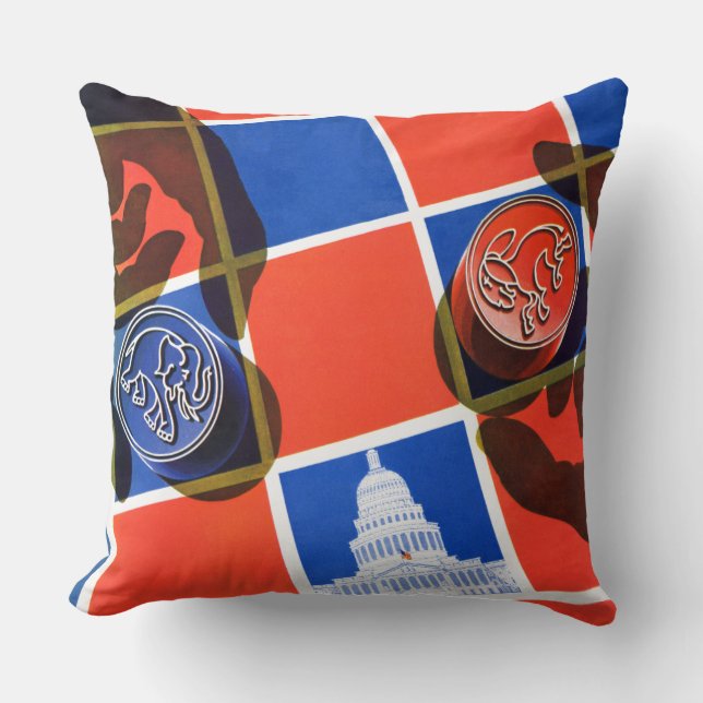 Election Chequerboard Throw Pillow (Front)