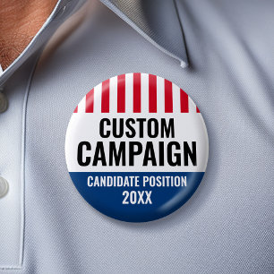 Election Design - Vintage Shield Red Black Blue 2 Inch Round Button