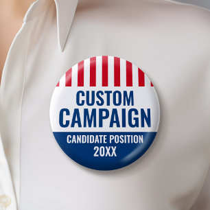 Election Design - Vintage Shield Red White Blue 2 Inch Round Button