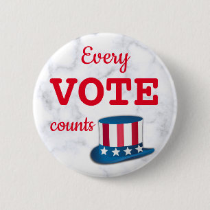Election Every Vote Counts Custom Size Pin Button