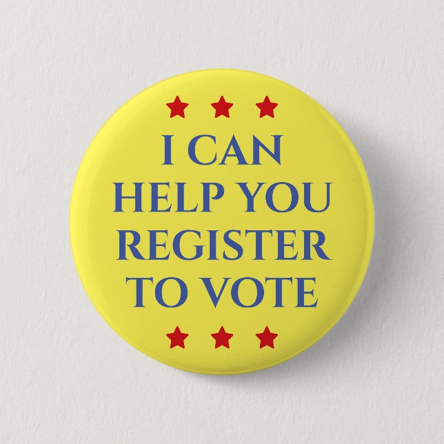 Election | I Can Help You Register To Vote 2 Inch Round Button (Front)