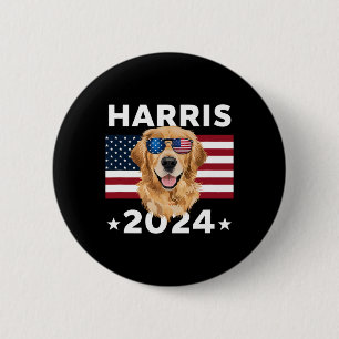 Election Kamala Harris 2024 Golden Retriever Dog U 2 Inch Round Button
