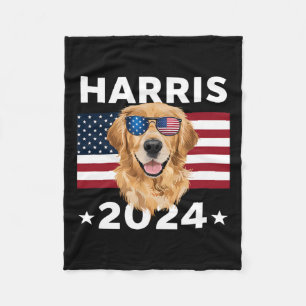 Election Kamala Harris 2024 Golden Retriever Dog U Fleece Blanket