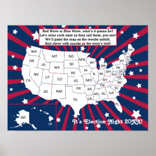 Election Night Party 2024 Interactive Colouring Ma Poster