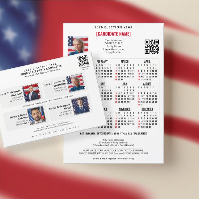 Election Political Campaign Team Photo Slate Card (Election Political Campaign Team Photo Slate Card - with 4 Candidate Profiles FEC Compliant)