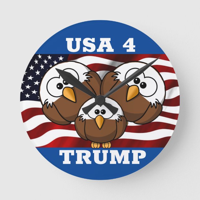 ÉLECTION "USA 4 TRUMP" CARTOON EAGLE HORLOGE (Recto)