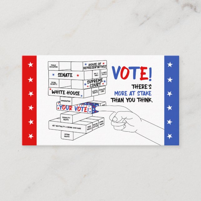 Election Voting Block Tower More at Stake Progress Business Card (Front)
