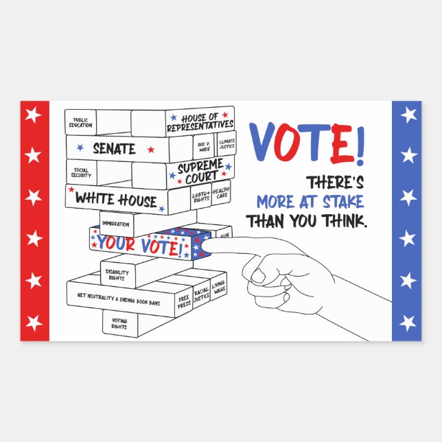 Election Voting Block Tower More at Stake Progress Sticker (Front)