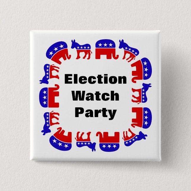 Election Watch Party 2 Inch Square Button (Front)