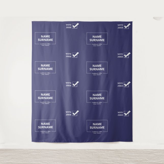 Election Year Vote Checkmark Step Repeat Backdrop Tapestry (Front)