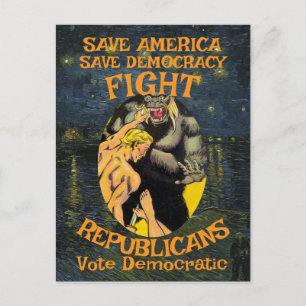 ELECTION ZL X1 KP VOTE DEMOCRATIC PARTY COST T ANNOUNCEMENT POSTCARD