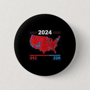 Electoral Map Trump 312 Red 2024 Election Results 2 Inch Round Button