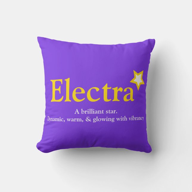 Electra name meaning star pink yellow purple throw pillow (Front)