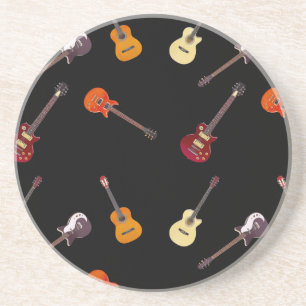 Electric & Acoustic Guitar Collage Coaster