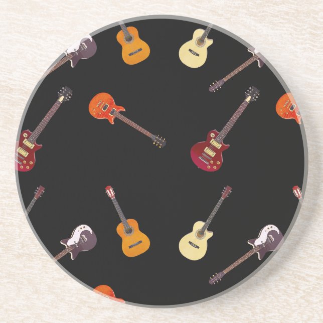 Electric & Acoustic Guitar Collage Coaster (Front)