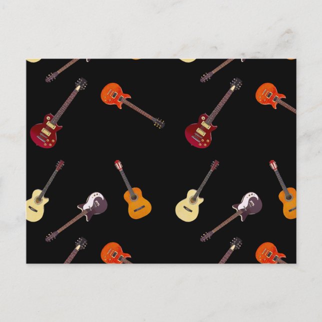 Electric & Acoustic Guitar Collage Postcard (Front)