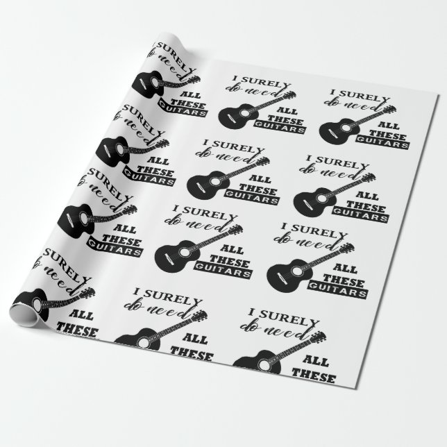 Electric and Acoustic Guitars Music Note  Wrapping Paper (Unrolled)