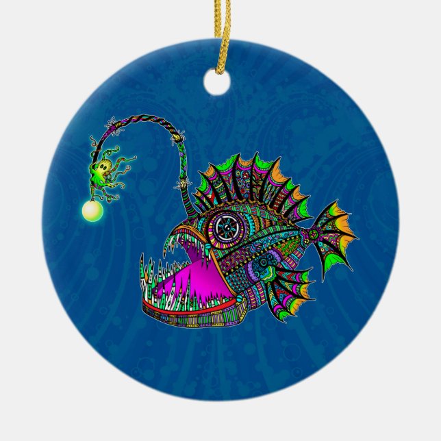 Electric Angler Fish Ceramic Ornament (Front)