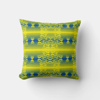 Electric Azure – Bright Yellow & Blue Ornamental Throw Pillow