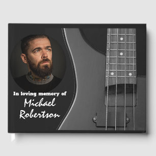 Electric Bass Guitar on Black Memorial Guest Book