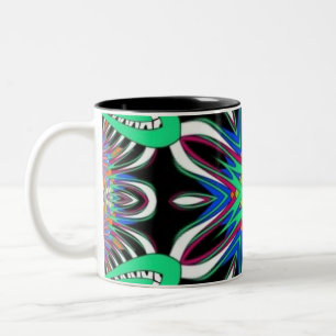 Electric Bloom Mandala Two-Tone Coffee Mug