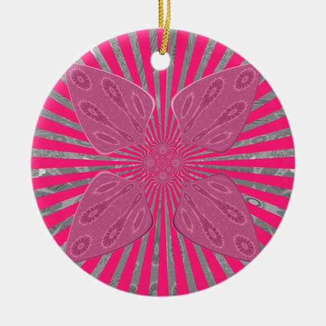 Electric Bloom Wings: A Vividly Edgy & Beautiful Ceramic Ornament (Front)