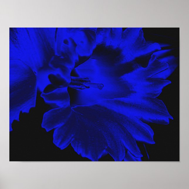 Electric Blue Abstract Daffodil Flower Poster (Front)