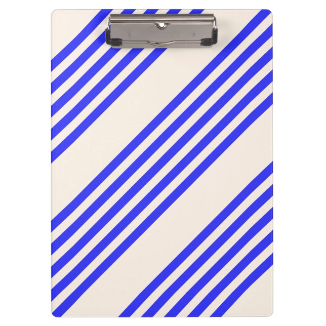 Electric blue and beige five stripe pattern clipboard (Front)